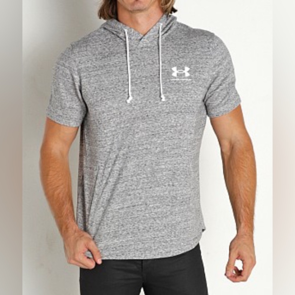 Under Armour
Rival Terry Short Sleeve Hoodie Onyx Heather White ((EUC)